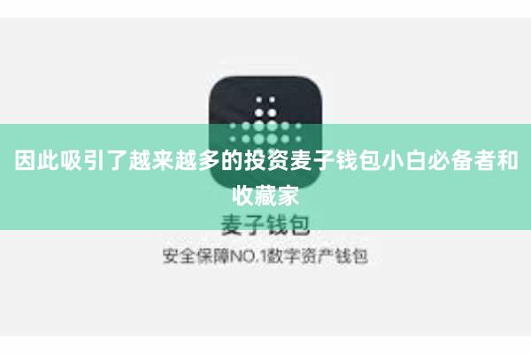 因此吸引了越来越多的投资麦子钱包小白必备者和收藏家