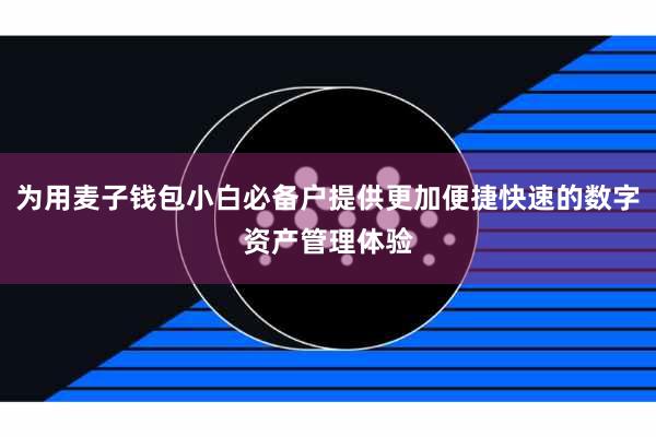 为用麦子钱包小白必备户提供更加便捷快速的数字资产管理体验
