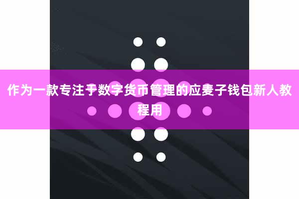 作为一款专注于数字货币管理的应麦子钱包新人教程用